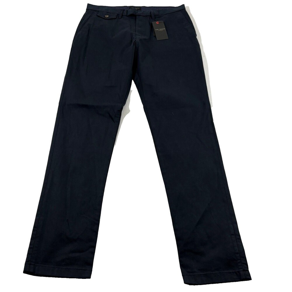 Ted Baker Mens Haydae Blue Chino Slim Textured Cotton Pants Trouser Sz 30R NWT